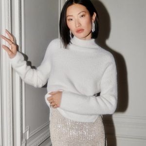 Abercrombie cream fuzzy sweater